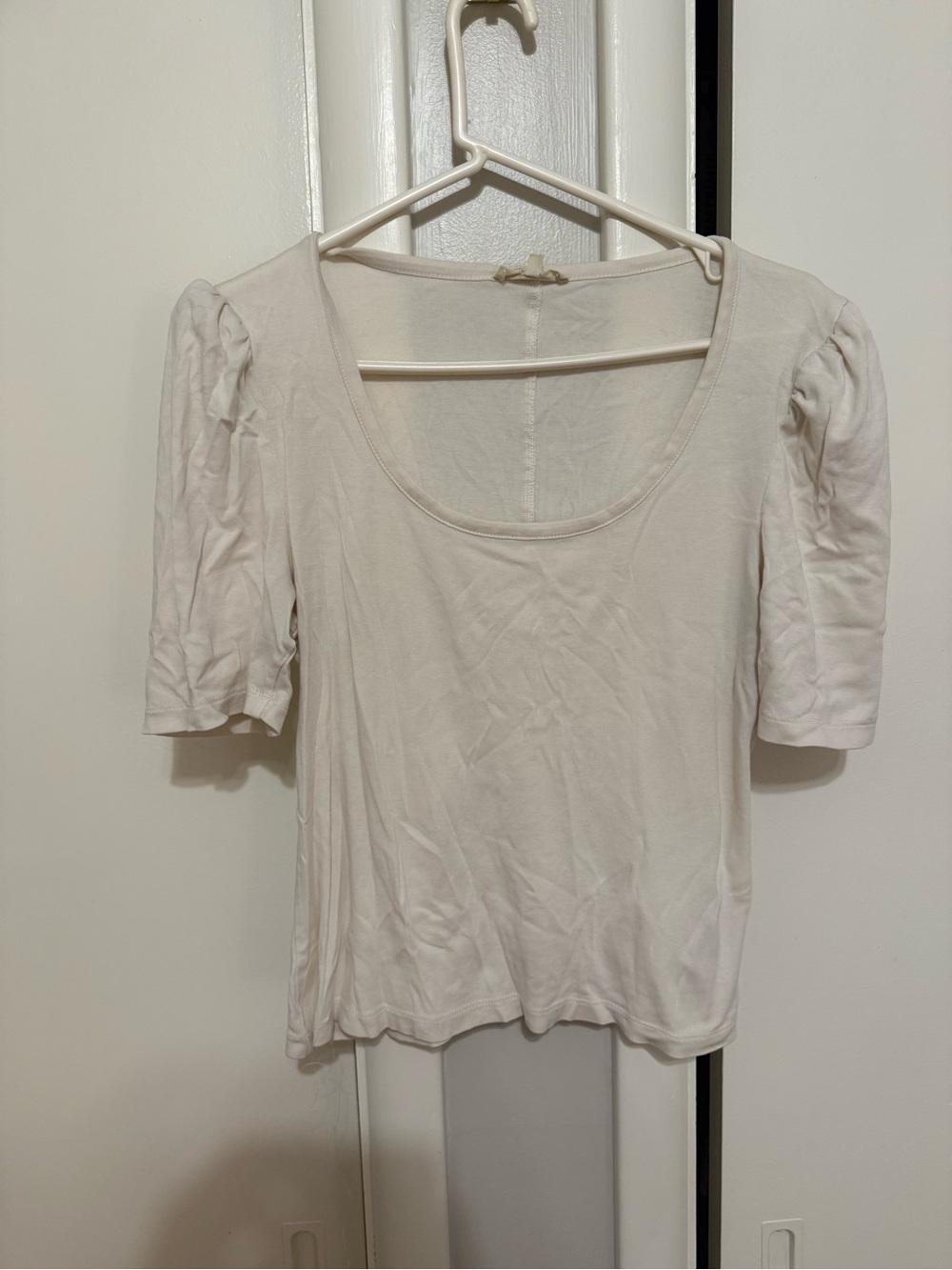 Madewell Cream Scoop Neck Short Sleeve Top